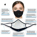 (4 Pack) Unicorn Sport Black Nanotechnology Mask Reusable 3-ply